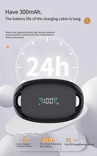 Miniatura 7 de Auriculares inalámbricos con clip de oreja abierta, Bluetooth 5.3, auriculares deportivos con micrófono integrado, auriculares estéreo de alta