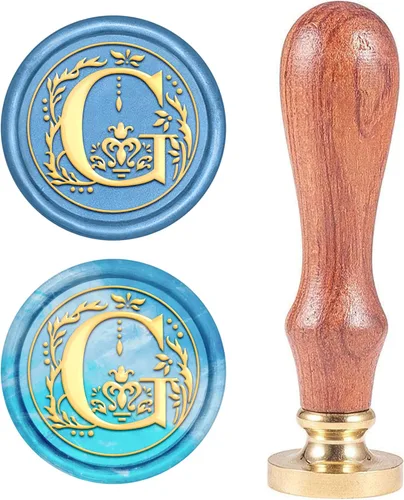 Miniatura 28 de Sello de cera inicial S CRASPIRE, sello de cera de letra alfabética vintage, sello de cera medieval de hojas de olivo clásico de 25 mm, cabeza