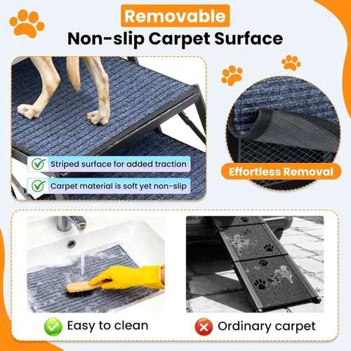 Miniatura 3 de Escaleras para perros para automóvil, 42 x 17 pulgadas, escaleras extra anchas para perros grandes de hasta 250 libras, escaleras portátiles