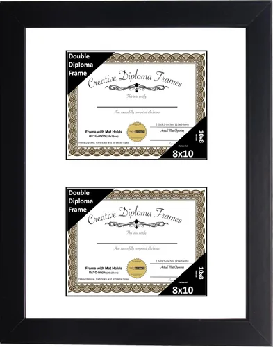 Miniatura 14 de Creative Picture Frames Marco de diploma doble clásico negro de 6 x 8 pulgadas con vidrio negro y colgador de pared instalado