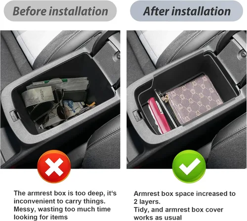 Miniatura 3 de SKTU Para Chevrolet Trax 2024 2025 2026 Organizador de consola central Chevrolet Trax 2024-2026 Inserción de materiales ABS, bandeja reposabrazos