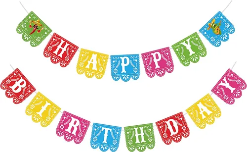 Joy Bang Decoraciones de fiesta de cumpleaños, decoración de fiesta temática mexicana, pancarta de feliz cumpleaños del Cinco de Mayo, guirnalda de