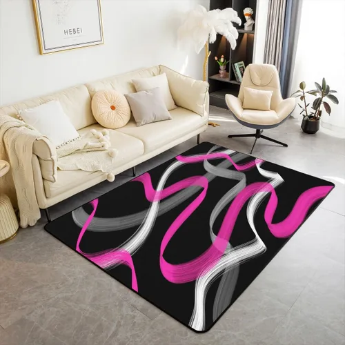 Miniatura 26 de Feelyou Alfombra de sala de estar, 3 x 5 pies, diseño geométrico para niños, diseño moderno a rayas, para interiores, antideslizante, con diseño