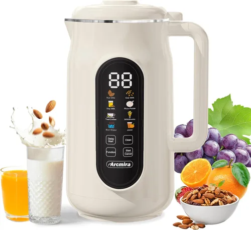 Miniatura 9 de Arcmira - Máquina para hacer leche de nuez 10 en 1, máquina para hacer leche de soja de 42 onzas con panel LED 10 Blade/Delay Start/Keep Warm/Self