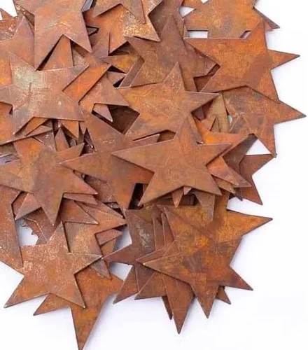 Miniatura 16 de Paquete de 36 recortes de estrella de hojalata oxidada, estrellas de metal oxidadas para manualidades – Primitivo, rústico campestre, manualidades