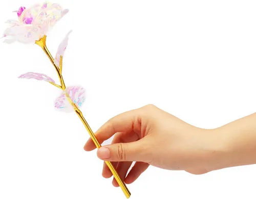 Miniatura 2 de 15 flores artificiales coloridas de 24 quilates, rosa arcoíris, rosa para siempre, el mejor regalo para el día de la madre, Acción de Gracias, día