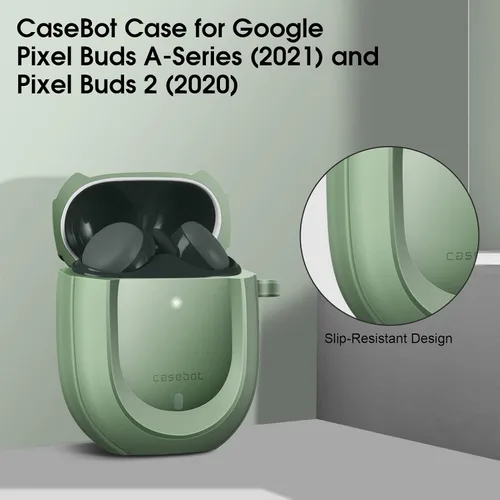 Miniatura 7 de CaseBot Funda para Pixel Buds Serie A 2021 y Pixel Buds 2 (2020), protección resistente [LED frontal visible] (negro)