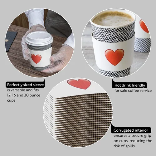 Miniatura 3 de Restaurantware Fundas para tazas de café, paquete de 50 unidades para tazas de café de 12, 16 y 20 onzas, fundas desechables para bebidas calientes