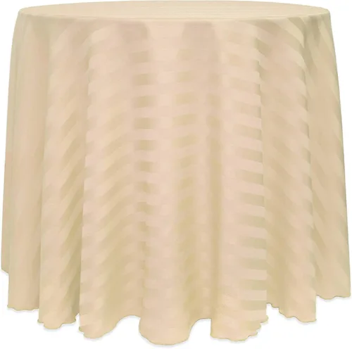 Miniatura 17 de ULTIMATE TEXTILE Mantel redondo de rayas satinadas de 84 pulgadas color marfil crema