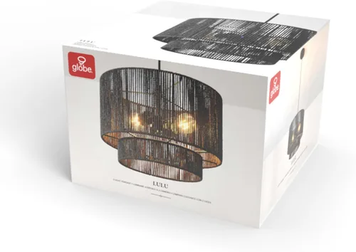 Miniatura 8 de GLOBE Electric 67000102 Lámpara colgante de 2 luces, negro mate, pantalla de hilo de papel, cable de tela trenzada, iluminación de isla de cocina