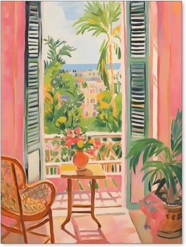 Miniatura 30 de Póster de pintura al óleo colorida de ventana abierta, arte de pared abstracto impresionista famoso y moderno, impresiones de lienzo estético