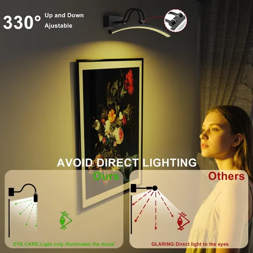 Miniatura 5 de PAIHOME Luces para fotos en la pared, luz magnética recargable con sensor de movimiento inteligente, control remoto regulable y temporizador