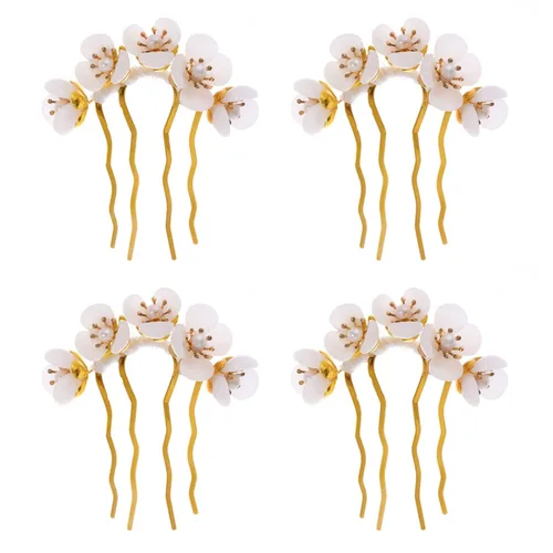 Miniatura 17 de Beaupretty 2 piezas de Jade Flower Hair Women Girls Hair Stick Chino Retro Chignon Pin palillos para el cabello, accesorios de peinado (blanco)