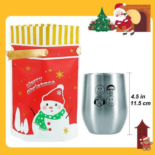 Miniatura 4 de HRX Package 50 bolsas de regalo de Navidad, 5.8x9x2.4 pulgadas, bolsas de golosinas con cordón de caramelos para regalos de comida, galletas de Rojo