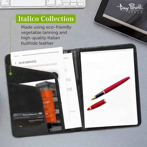 Miniatura 4 de Tony Perotti Portafolio de cuero italiano para hombres y mujeres – 8.5 x 11 pulgadas de cuero genuino – Padfolio profesional de negocios