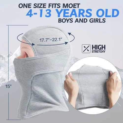 Miniatura 5 de KOOLSOLY Pasamontañas para niños calentador facial con sombrero de invierno para clima frío máscara de esquí para niños y niñas