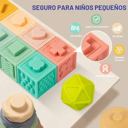Miniatura 2 de Jyusmile Juguetes para bebés de 6 a 12 meses, juguete Montessori para bebés de 6 a 12 meses, incluye bloques de construcción apilables, juguetes