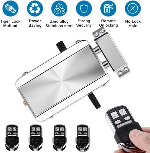 Miniatura 8 de Cerradura de puerta electrónica, sistema de control de acceso inalámbrico antirrobo inteligente para el hogar, seguridad sin llave, con 4 controles