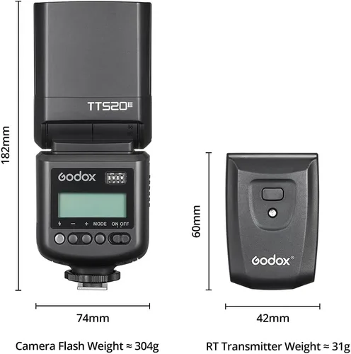 Miniatura 2 de GODOX TT520 III Flash de cámara Speedlite, receptor integrado y transmisor RT, modos S1/S2, 8 niveles de potencia, compatible con cámaras Canon