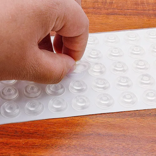 Miniatura 3 de Bivethoi Almohadillas de amortiguación de sonido – 100 piezas – Parachoques autoadhesivos transparentes en forma de puntos circulares para puertas