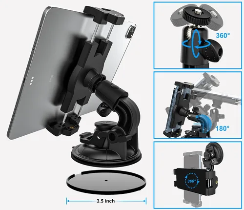 Miniatura 4 de Soporte de tableta de coche de succión resistente para parabrisas, soporte para tableta de camión, ventana de tablero con adaptador de tornillo