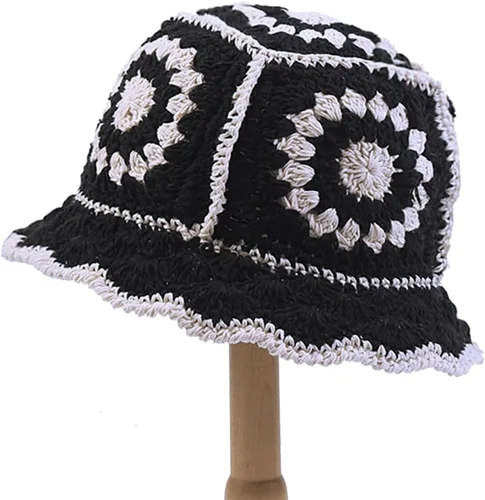 Miniatura 4 de XYIYI Sombrero de Cubo de Ganchillo Tejido para Mujer Hecho a Mano Plegable Sombrero de Playa Lindo Sombrero de Pesca Tejido a Mano
