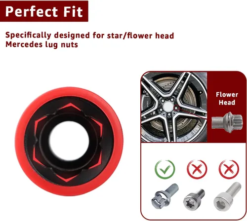 Miniatura 3 de Receptáculo protector para tuerca de rueda para Mercedes Benz con tuerca de rueda de cabeza de flor convexa de 17 mm
