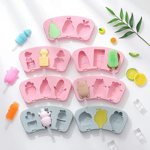 Miniatura 6 de Juego de 7 moldes de silicona para paletas que incluye 7 moldes de silicona, 7 tapas y 7 varillas reutilizables, crea 21 heladas/paletas para niños