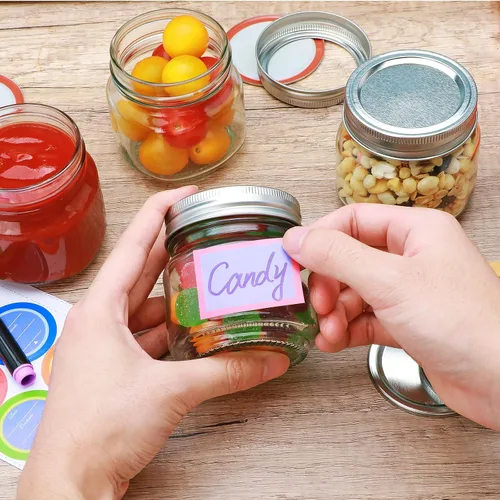 Miniatura 7 de Maredash Paquete de 9 tarros Mason de 8 onzas, recipientes pequeños de vidrio con tapas, tarros de conserva, el juego incluye 8 cucharas de madera