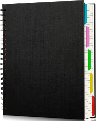 Miniatura 12 de EUSOAR - Cuaderno en espiral de tapa dura para universidad, rayado, paquete de 3 cuadernos A5 de 5.5"x8.3", con 5 divisiones, para escritura, tapa