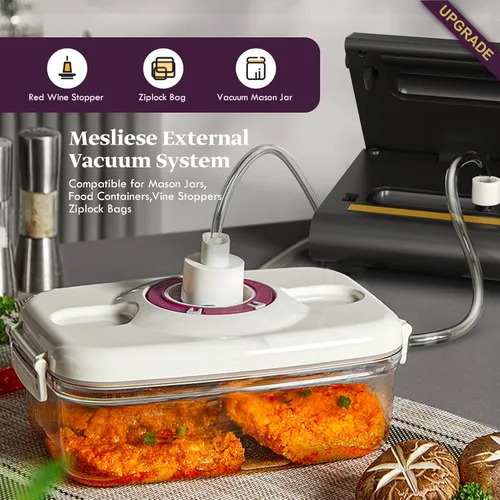 Miniatura 7 de Mesliese - Máquina selladora al vacío, potente sistema de preservación de alimentos al vacío compacto 6 en 1 de precisión 6 en 1 con cortador, 2