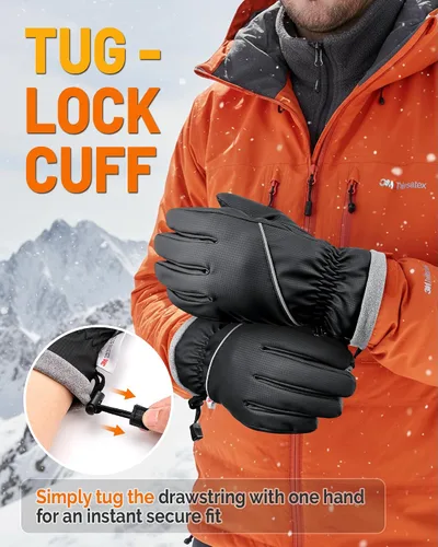 Miniatura 5 de Guantes de invierno para hombres y mujeres, impermeables, cálidos, guantes de esquí para clima frío, resistentes al viento, guantes de pantalla