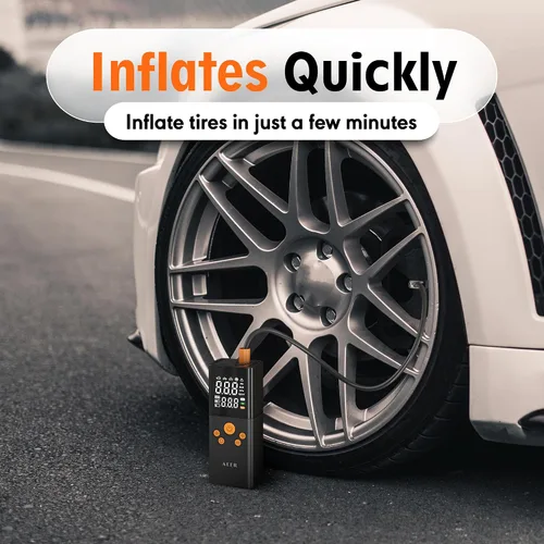 Miniatura 4 de Inflador de neumáticos, compresor de aire portátil, bomba de aire para neumáticos de automóvil (150 PSI), bomba de bicicleta inalámbrica con medidor