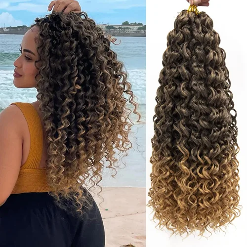 Miniatura 39 de QRHSUKA - Mechones rizados con ganchillo GoGo, cabello ondulado con ganchillo de agua para mujeres, sintético gris, trenzado bohemio, trenza de onda