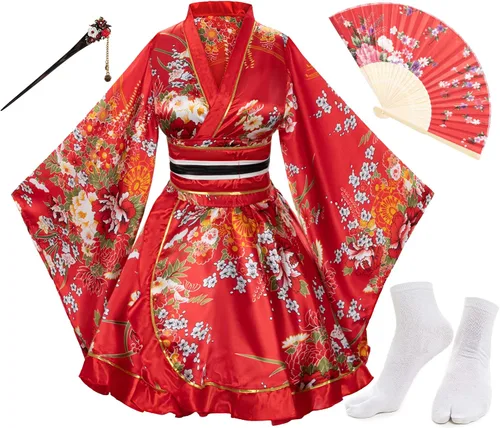 Miniatura 2 de Conjunto de calcetines con diseño de palo de pelo Tabi para mujer, estilo kimono de baile japonés de anime