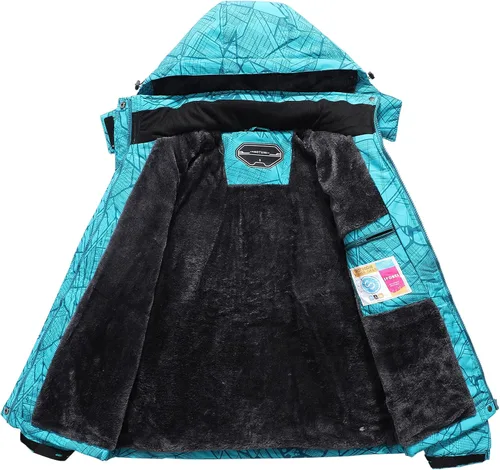 Miniatura 3 de OTU - Chaqueta de esquí impermeable para mujer, cortavientos, abrigo de nieve con capucha para invierno
