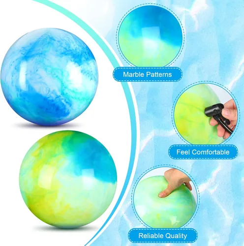 Miniatura 3 de Deekin 2 Piezas Pelotas Saltarinas Marmoleadas de 15 Pulgadas 18 Pulgadas Pelotas Sensoriales de Goma Inflables Grandes para Patio de Juegos Azul