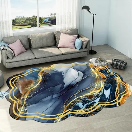 Miniatura 11 de Alfombra de área de mármol negro dorado y gris, 2 x 3 pies, alfombras impresas con patrón geométrico moderno, alfombra decorativa