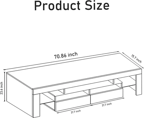 Miniatura 8 de St.Mandyu Soporte de TV LED para TV de 65/75/85 pulgadas, centro de entretenimiento moderno de alto brillo con cajón y luces LED, mesa de televisión