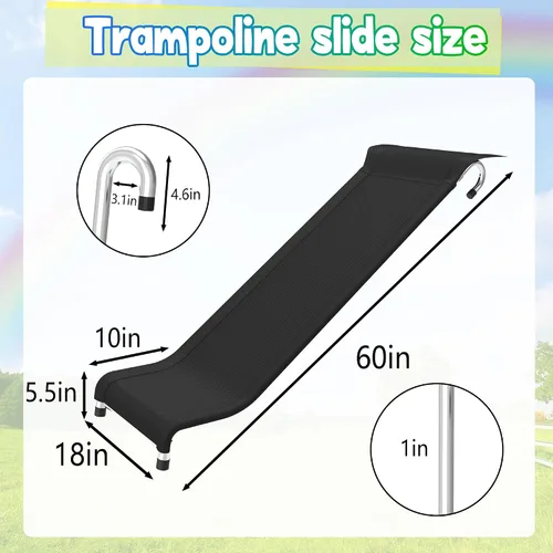 Miniatura 5 de Tobogán de trampolín de 10, 12, 14, 15, 16 pies, accesorios de trampolín con efecto de amortiguación, adecuado para que los niños suban y se
