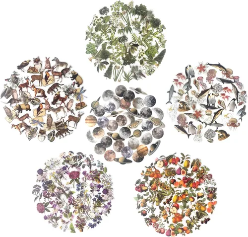 Miniatura 9 de Maxleaf Juego de 240 calcomanías impermeables de flores, hojas, animales, plantas, naturaleza, para planificadores, álbumes de recortes