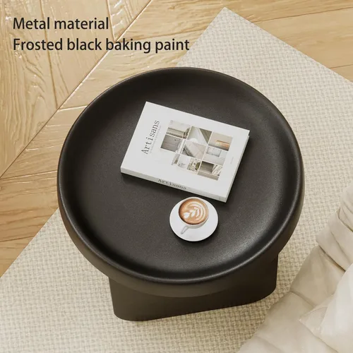 Miniatura 9 de Mesa auxiliar redonda, mesa auxiliar moderna, mesa de centro de metal pequeña, mesa decorativa circular única para sala de estar, dormitorio