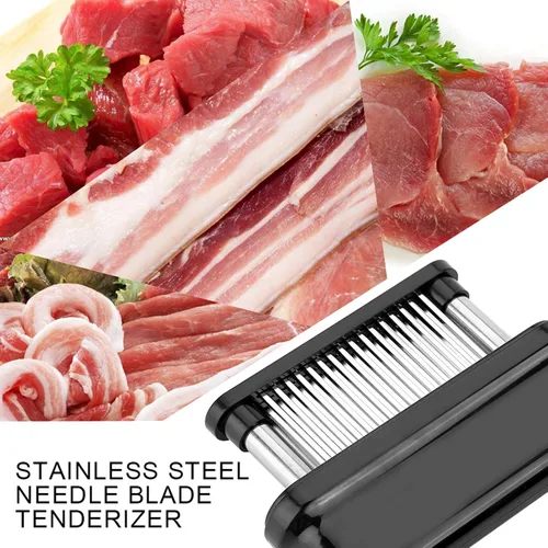 Miniatura 2 de Herramienta ablandadora de carne con 48 hojas de aguja ultra afiladas de acero inoxidable para ablandar carne, carne de res con cepillo de limpieza