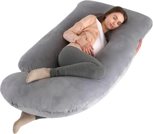 Miniatura 14 de ALLOPERA Almohada de embarazo de 57 pulgadas para dormir, almohada de apoyo de cuerpo completo con funda extraíble lavable para comodidad