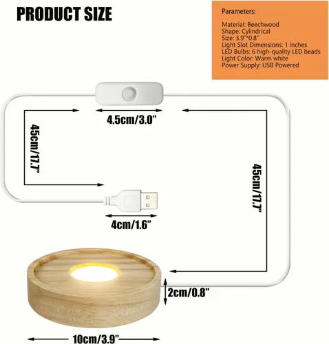 Miniatura 2 de Pedestal de pantalla de luz LED, soporte base de lámpara de madera de haya para acrílico y plexiglás, lámpara de mesa LED de madera para el hogar 3D