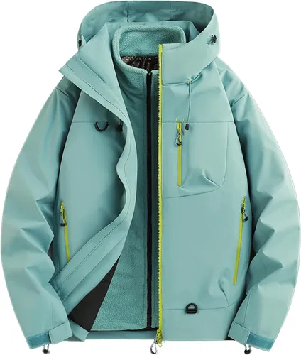 Miniatura 12 de Abrigos de otoño e invierno 3 en 1 con capucha, chaqueta de esquí de nieve 2026, impermeable, resistente al viento, forro polar, para mujeres y Negro