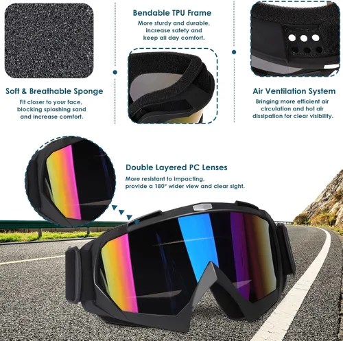 Miniatura 6 de OXG - Gafas para motocicleta, cuatrimoto y bicicleta de motocross, gafas de motocicleta para hombres, gafas de motocross, gafas de esquí, protección