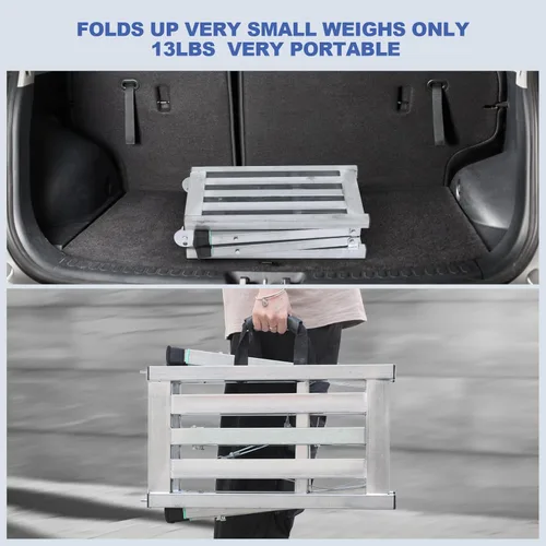 Miniatura 2 de Plataforma de trabajo ajustable con capacidad de carga de 400 lb, escalera de acero, andamio plegable portátil para limpieza de RV, pintura