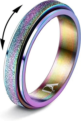 Miniatura 8 de Diamday Anillos para la ansiedad para mujeres y hombres, 2 0.157 in, anillo giratorio de acero de titanio para aliviar la ansiedad y el estrés