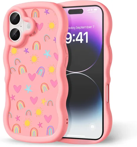 Miniatura 275 de Compatible con iPhone SE/8/7 Funda para Mujeres y Niñas, Marco Ondulado Rizado con Patrón Lindo, Estética Delgada Suave Silicona TPU Parachoques